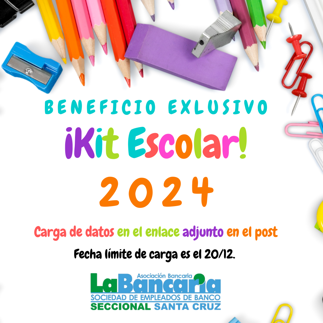 Kit Escolar Bienvenidos A La Web De La Bancaria Seccional Santa Cruz